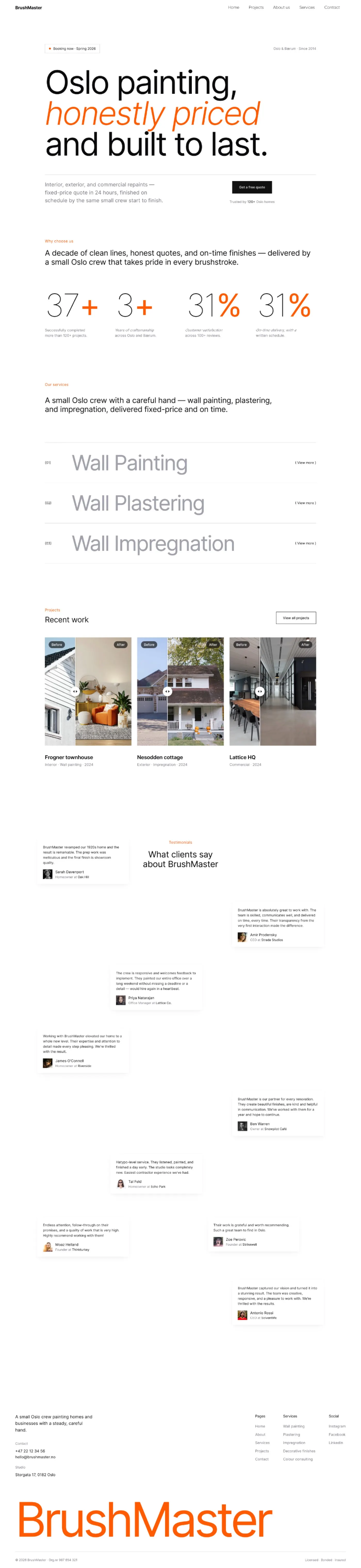 An example website for a painting company